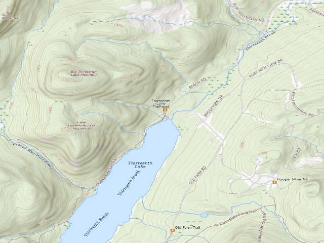 USGS topographic map of 13Th Lake Campsite 1, 11, 12, 13 (Siamese Ponds Wilderness)