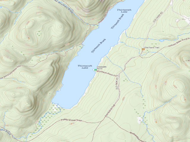 USGS topographic map of 13Th Lake Campsite 3 -Elizabeth Pt (Siamese Ponds Wilderness)
