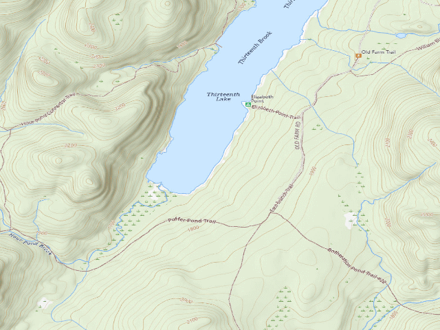 USGS topographic map of 13Th Lake Campsite 4 (Siamese Ponds Wilderness)