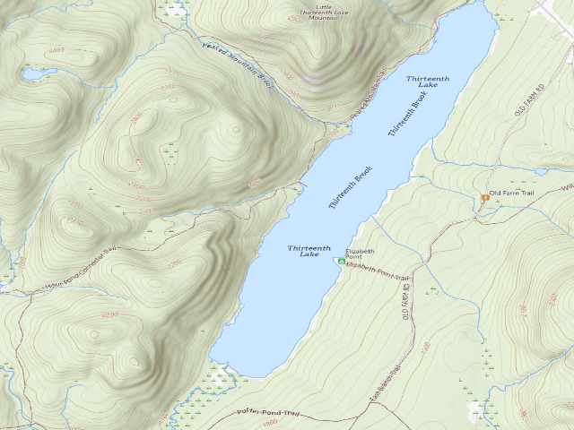 USGS topographic map of 13Th Lake Campsite 6 (Siamese Ponds Wilderness)