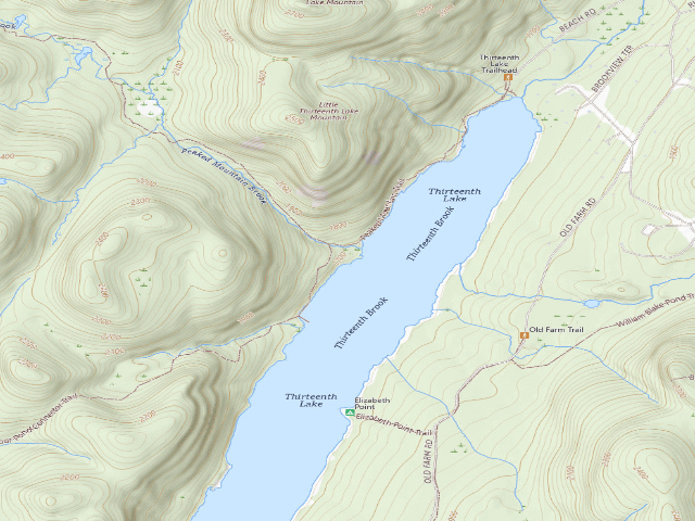 USGS topographic map of 13Th Lake Campsite 8 (Siamese Ponds Wilderness)