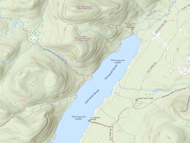 USGS topographic map of 13Th Lake Campsite 9 (Siamese Ponds Wilderness)
