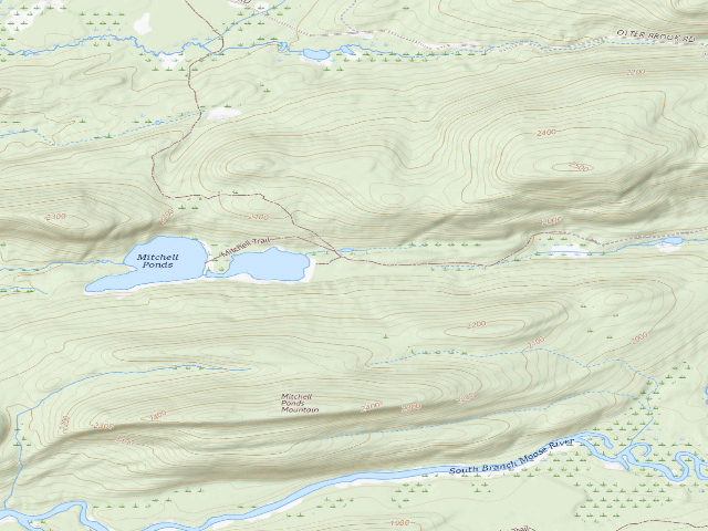 USGS topographic map of 64A Mitchell (Moose River Plains Wild Forest)