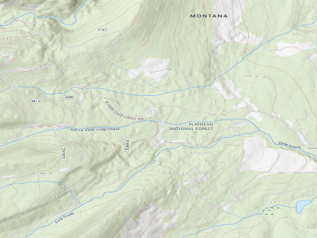USGS topographic map of 9568-1 Cold Lakes Road