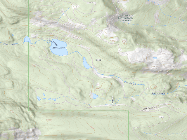 USGS topographic map of 9568-1 Jim Lakes Area