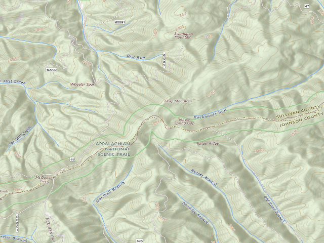 USGS topographic map of A.T. Abington Gap Shelter