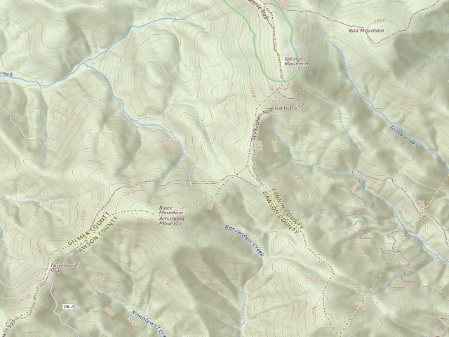 USGS topographic map of A.T. Black Mountain Gap Shelter