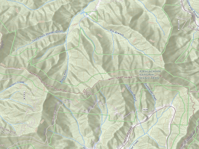 USGS topographic map of A.T. Brown Fork Gap Shelter