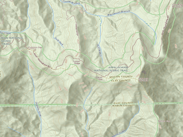 USGS topographic map of A.T. Carter Gap Shelter
