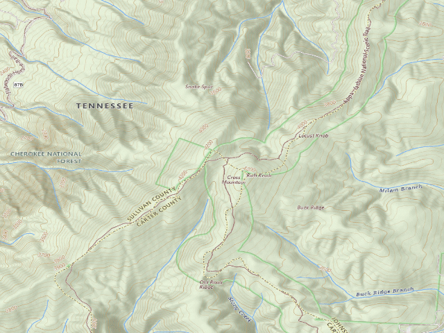 USGS topographic map of A.T. Double Springs Shelter