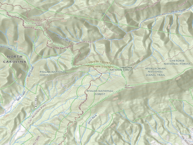 USGS topographic map of A.T. Flint Mountain Shelter