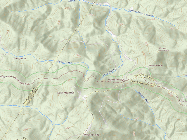 USGS topographic map of A.T. Hawk Mountain Shelter