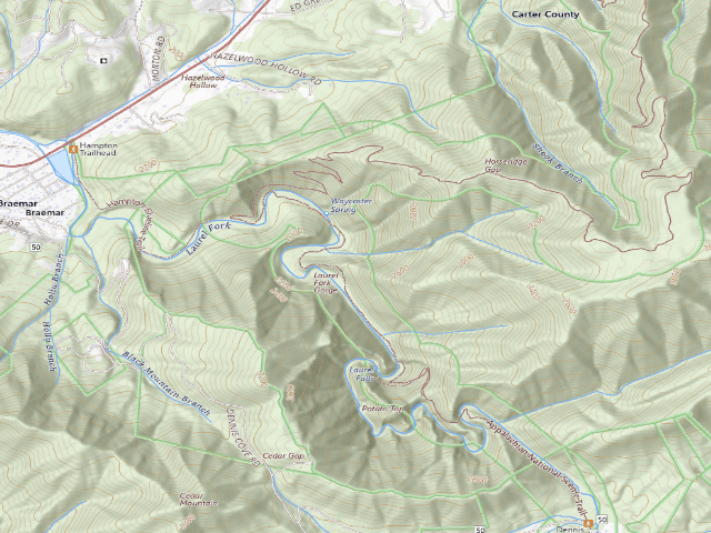 USGS topographic map of A.T. Laurel Fork Shelter