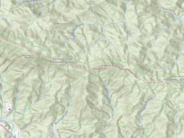 USGS topographic map of A.T. Moreland Gap Shelter