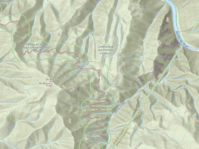 USGS topographic map of A.T. No Business Knob Shelter