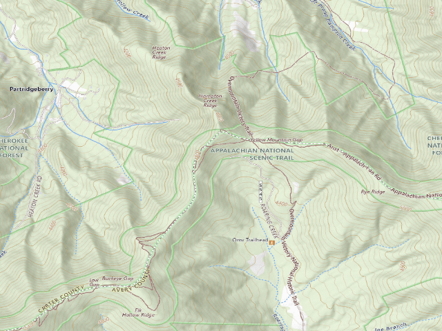 USGS topographic map of A.T. Overmountain Shelter