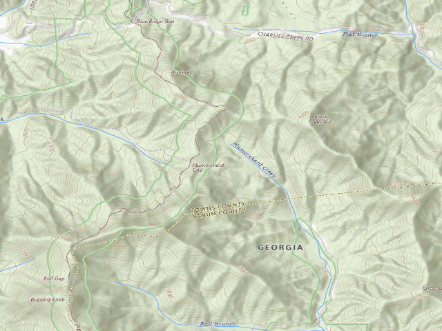 USGS topographic map of A.T. Plum Orchard Shelter
