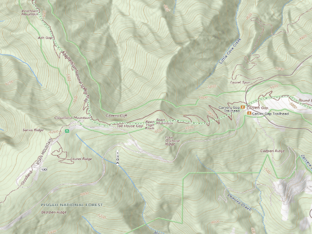 USGS topographic map of A.T. Roan High Knob Shelter