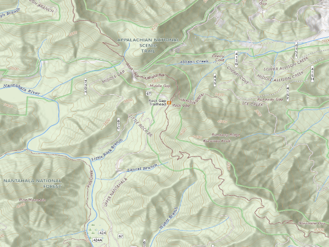 USGS topographic map of A.T. Rock Gap Shelter