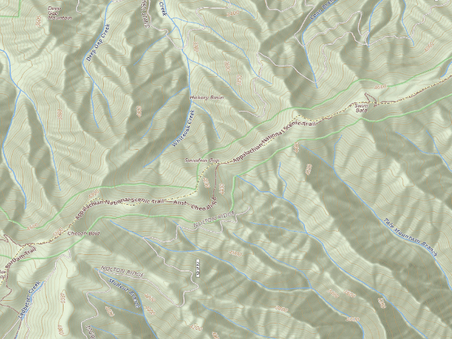 USGS topographic map of A.T. Sassafras Gap Shelter