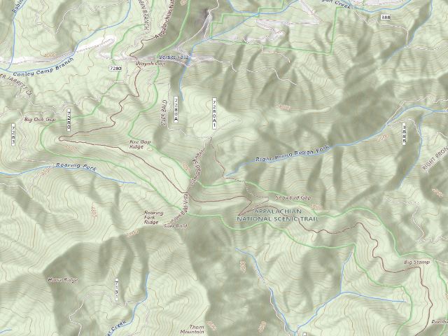 USGS topographic map of A.T. Siler Bald Shelter