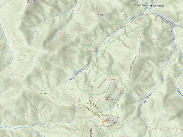 USGS topographic map of A.T. Stover Creek Shelter