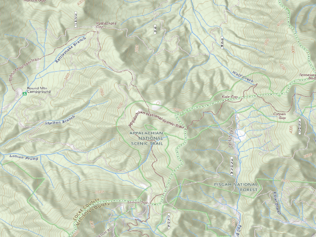 USGS topographic map of A.T. Walnut Mountain Shelter