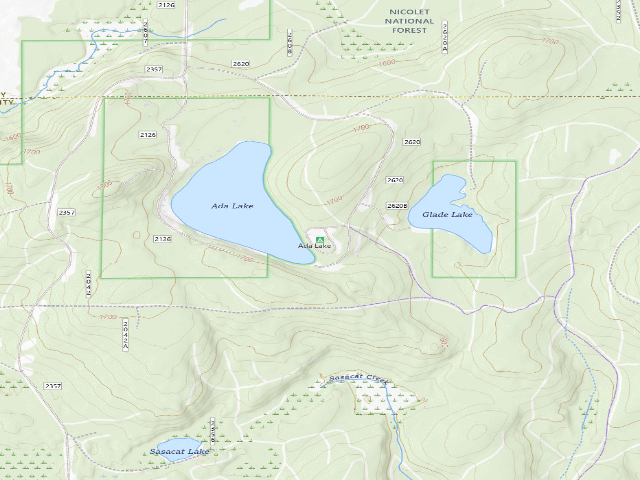 USGS topographic map of Ada Lake