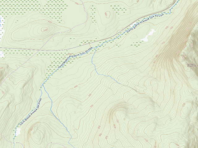 USGS topographic map of Adirondack shelter on ATV trail (Scopan Public Land)