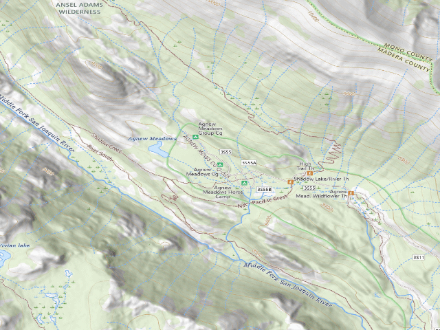 USGS topographic map of Agnew Meadows Cg
