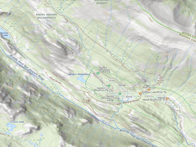 USGS topographic map of Agnew Meadows Group Cg