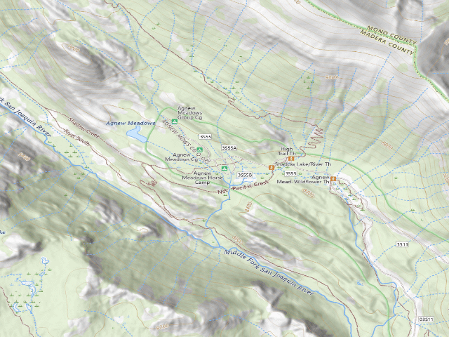 USGS topographic map of Agnew Meadows Horse Camp