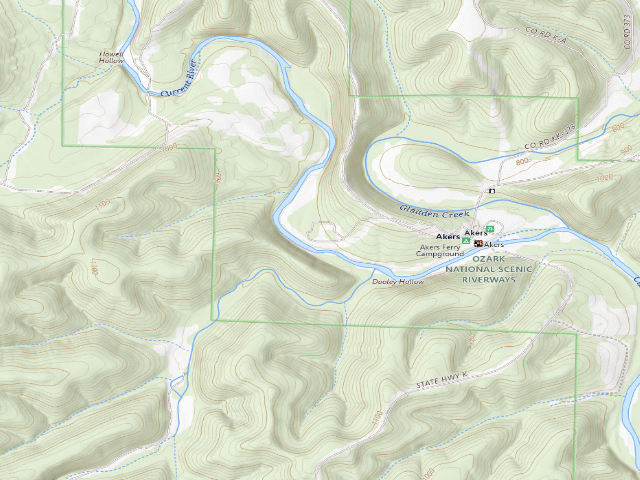 USGS topographic map of Akers Campground