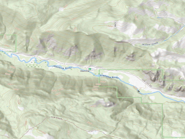 USGS topographic map of Alamosa Campground