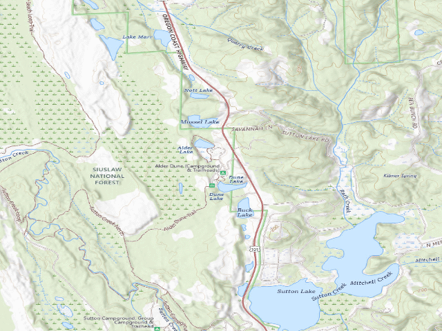 USGS topographic map of Alder Dune Campground