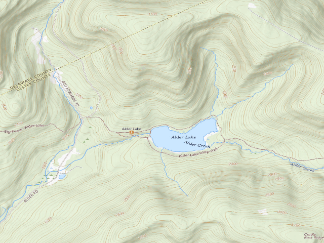 USGS topographic map of Alder Lake Site #2 (Balsam Lake Mountain Wild Forest)