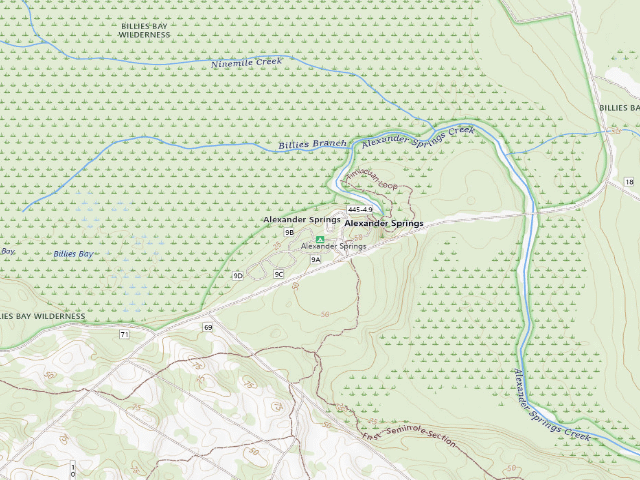 USGS topographic map of Alexander Springs