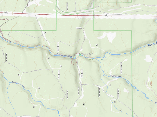 USGS topographic map of Algoma Campground