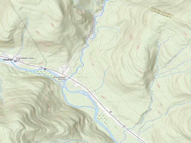 USGS topographic map of Allaben Roadside Campsite [DEC #228935] (Shandaken Wild Forest)
