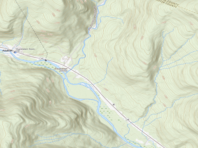 USGS topographic map of Allaben Roadside Campsite [DEC #228936] (Shandaken Wild Forest)