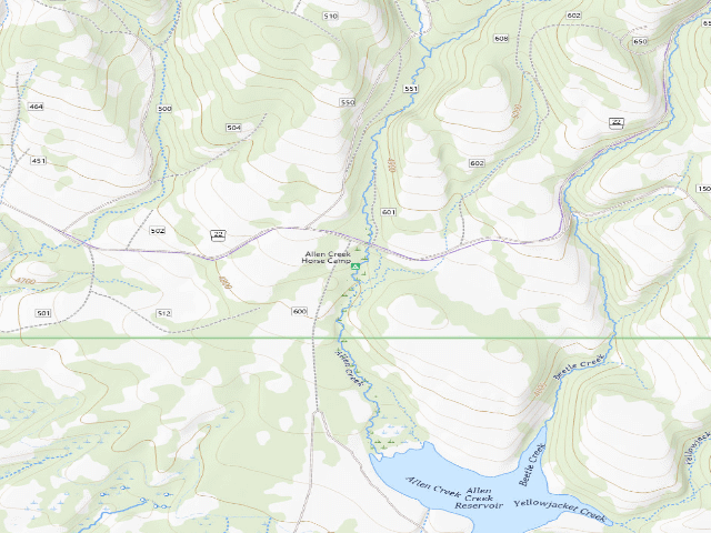 USGS topographic map of Allen Creek Horse Camp