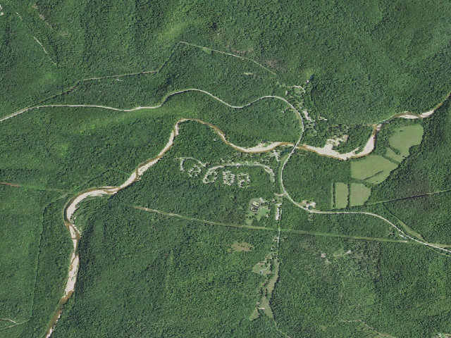Aerial image of Alley Spring Campground