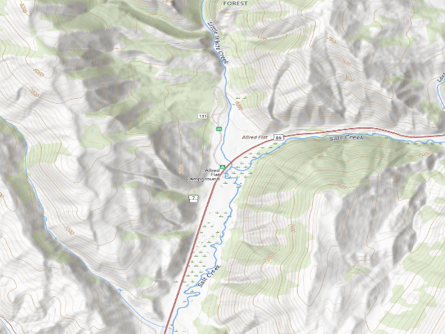 USGS topographic map of Allred Flat Campground