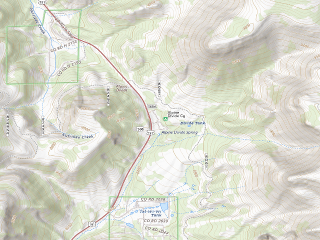 USGS topographic map of Alpine Divide Campground