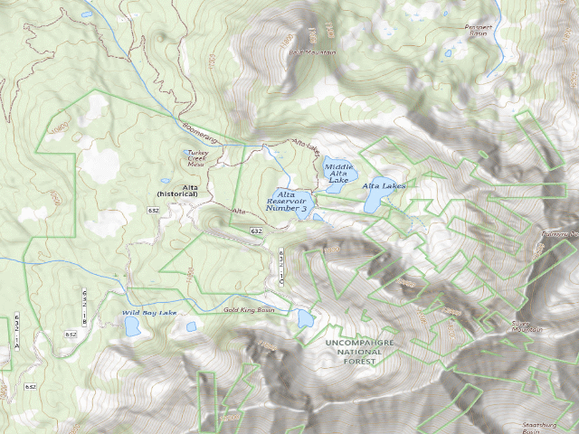 USGS topographic map of Alta Lakes Campground (Dispersed)
