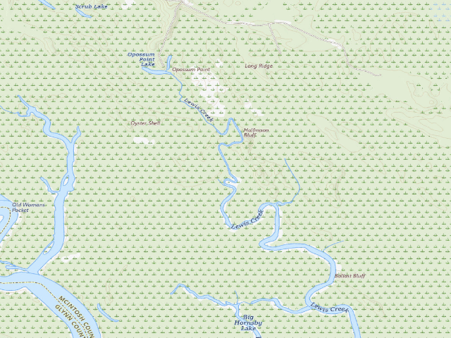 USGS topographic map of Altamaha WMA - Louis' Creek Primitive Camp