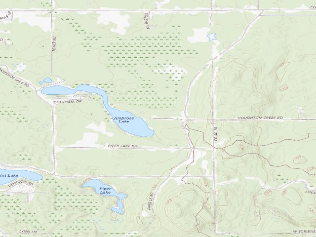 USGS topographic map of Ambrose Lake State Forest Campground