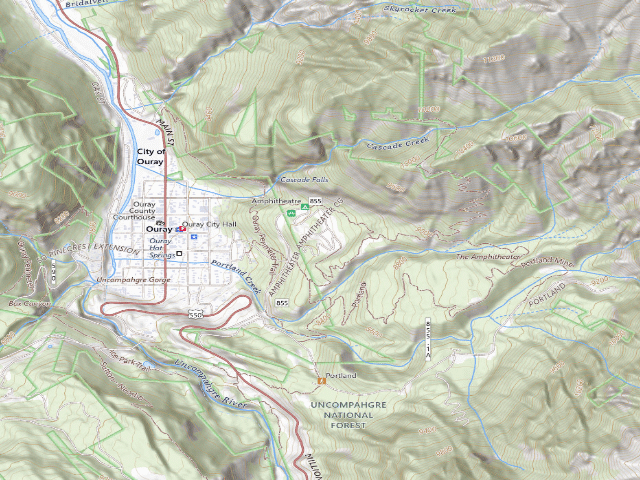 USGS topographic map of Amphitheatre Campground