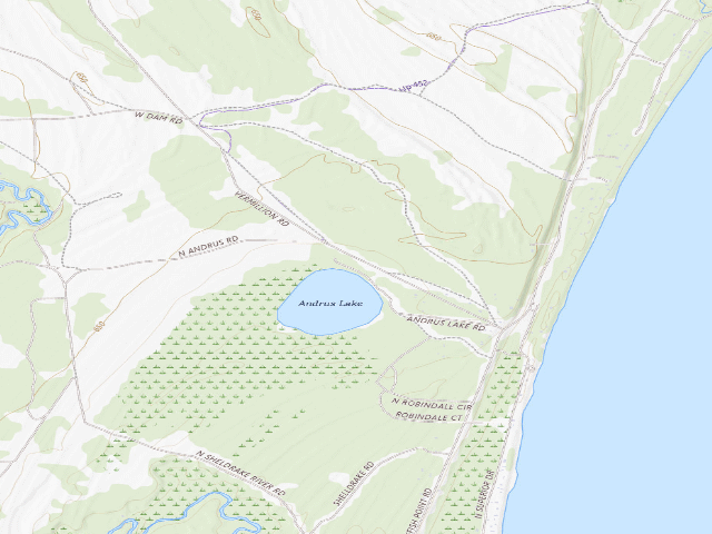 USGS topographic map of Andrus Lake State Forest Campground