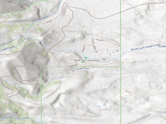 USGS topographic map of Angel Creek Campground